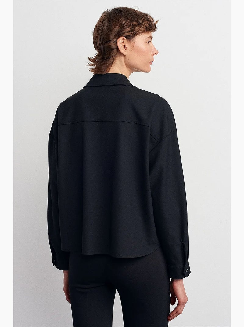 Camisa oversize de crepé con cierre de botones delantero dilvin Negro - Kiabi
