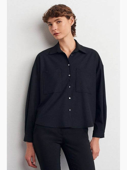 Camisa oversize de crepé con cierre de botones delantero dilvin - Kiabi Camisa oversize de crepé con cierre de botones delantero dilvin - Kiabi