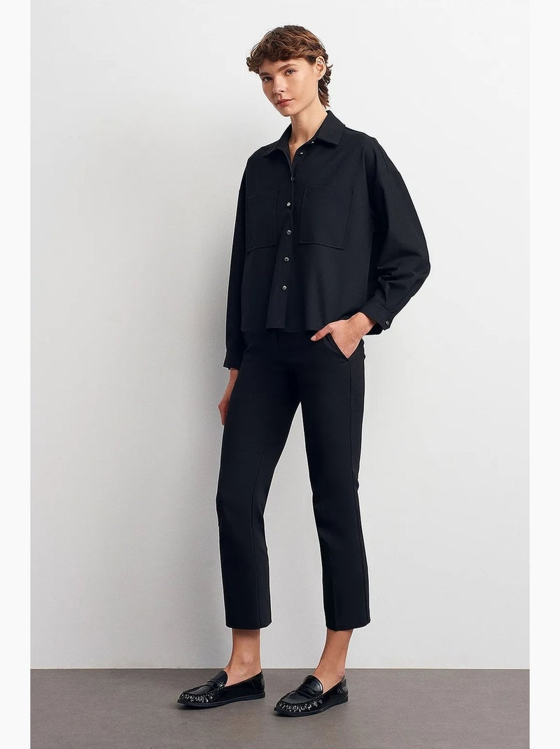 Camisa oversize de crepé con cierre de botones delantero dilvin Negro - Kiabi