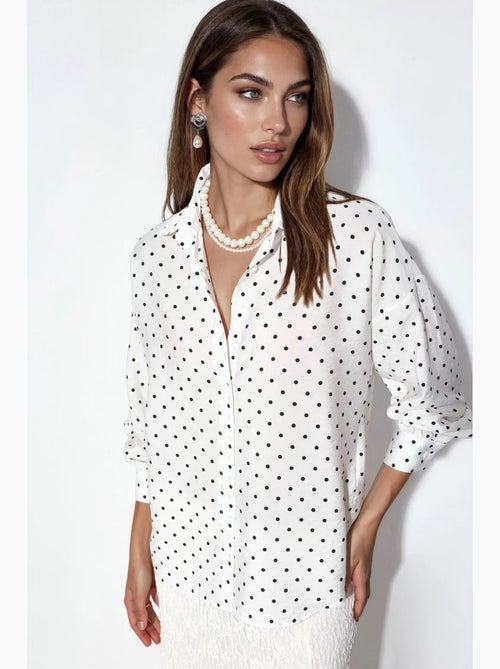 Camisa oversize de crepé con lunares bdart - Kiabi Camisa oversize de crepé con lunares bdart - Kiabi