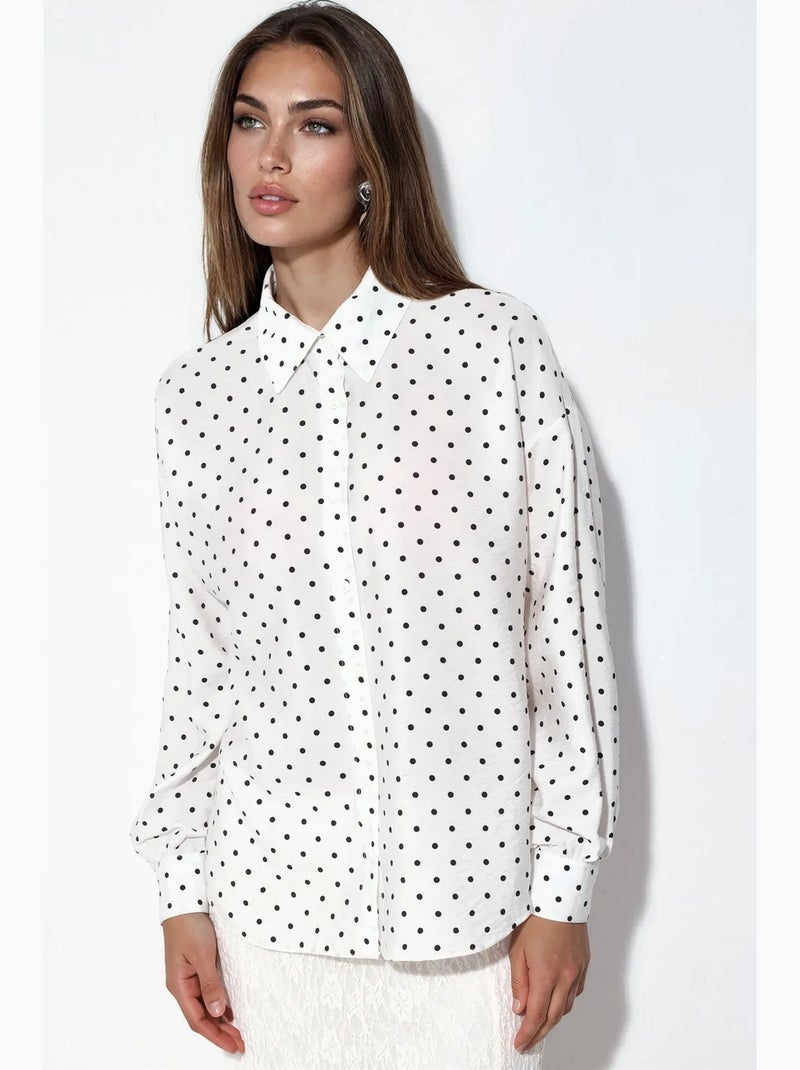 Camisa oversize de crepé con lunares bdart Blanco - Kiabi