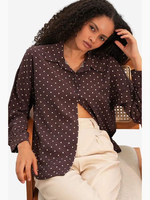 Camisa oversize de crepé con lunares bdart - Kiabi Camisa oversize de crepé con lunares bdart - Kiabi