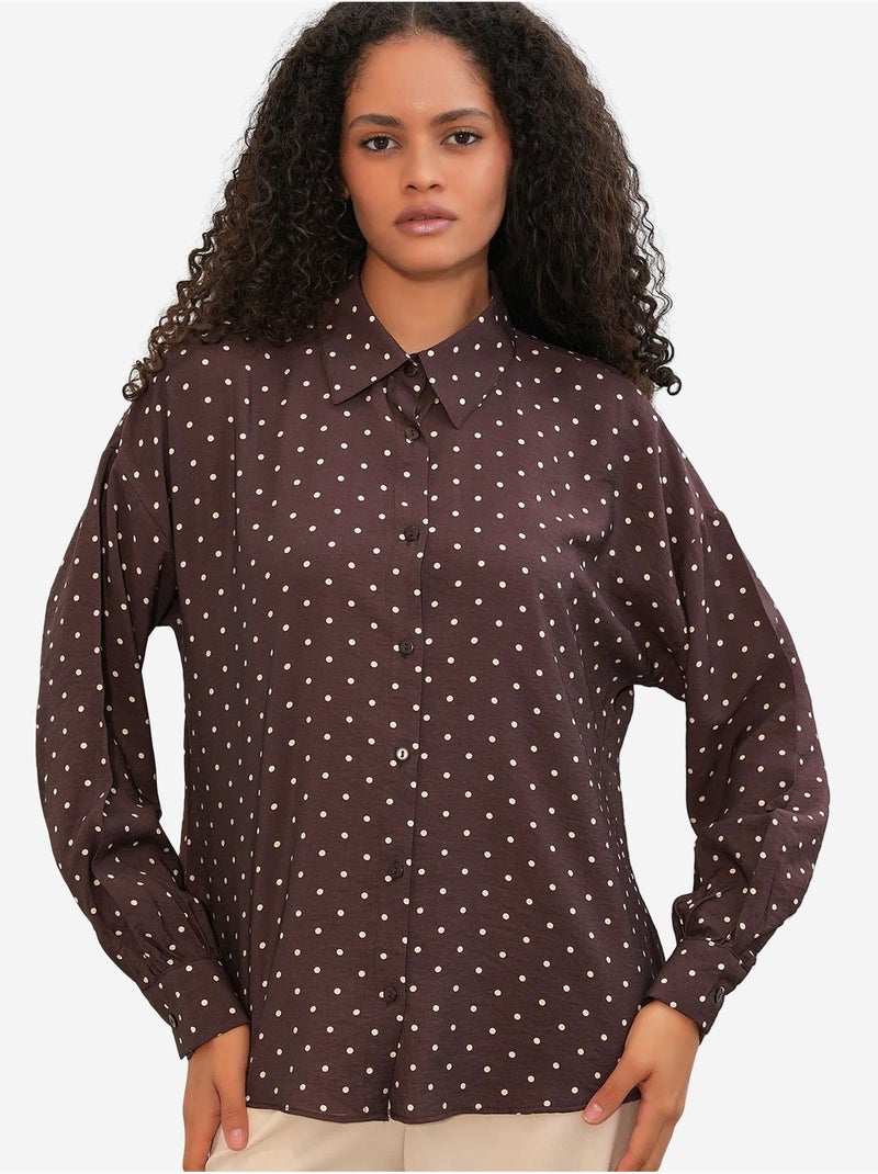 Camisa oversize de crepé con lunares bdart Marrón - Kiabi