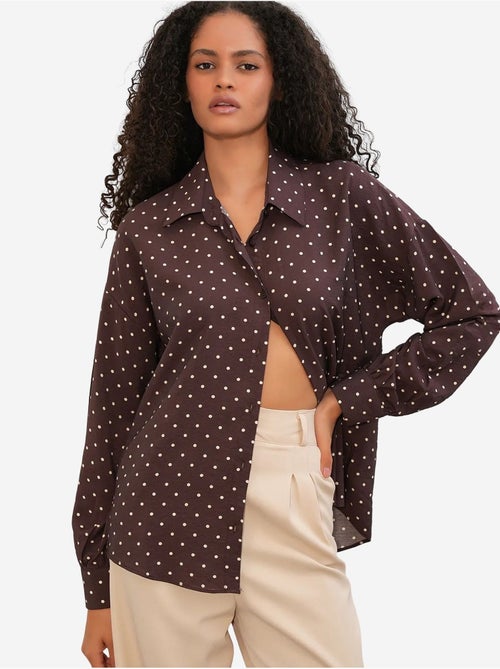 Camisa oversize de crepé con lunares bdart - Kiabi Camisa oversize de crepé con lunares bdart - Kiabi