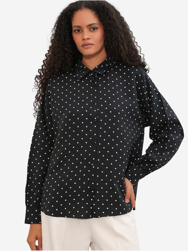 Camisa oversize de crepé con lunares bdart Negro - Kiabi