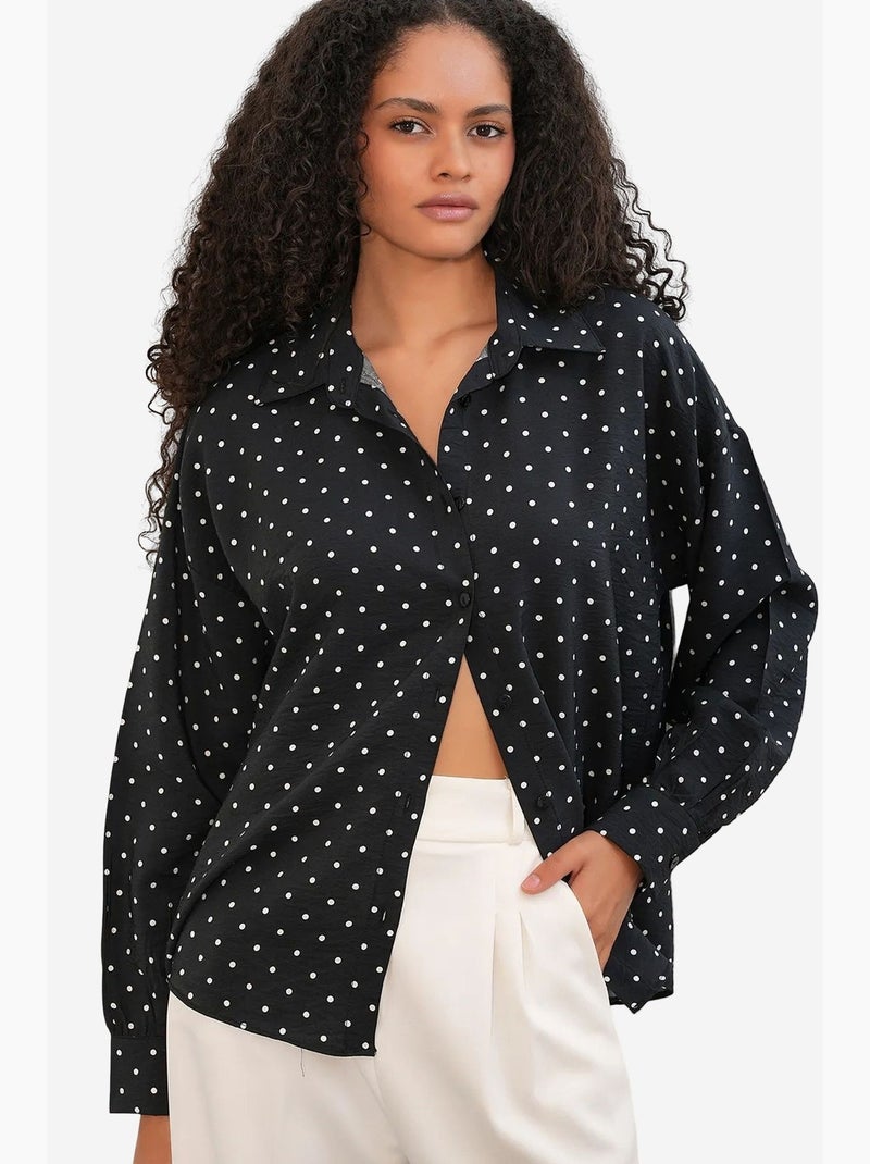 Camisa oversize de crepé con lunares bdart Negro - Kiabi