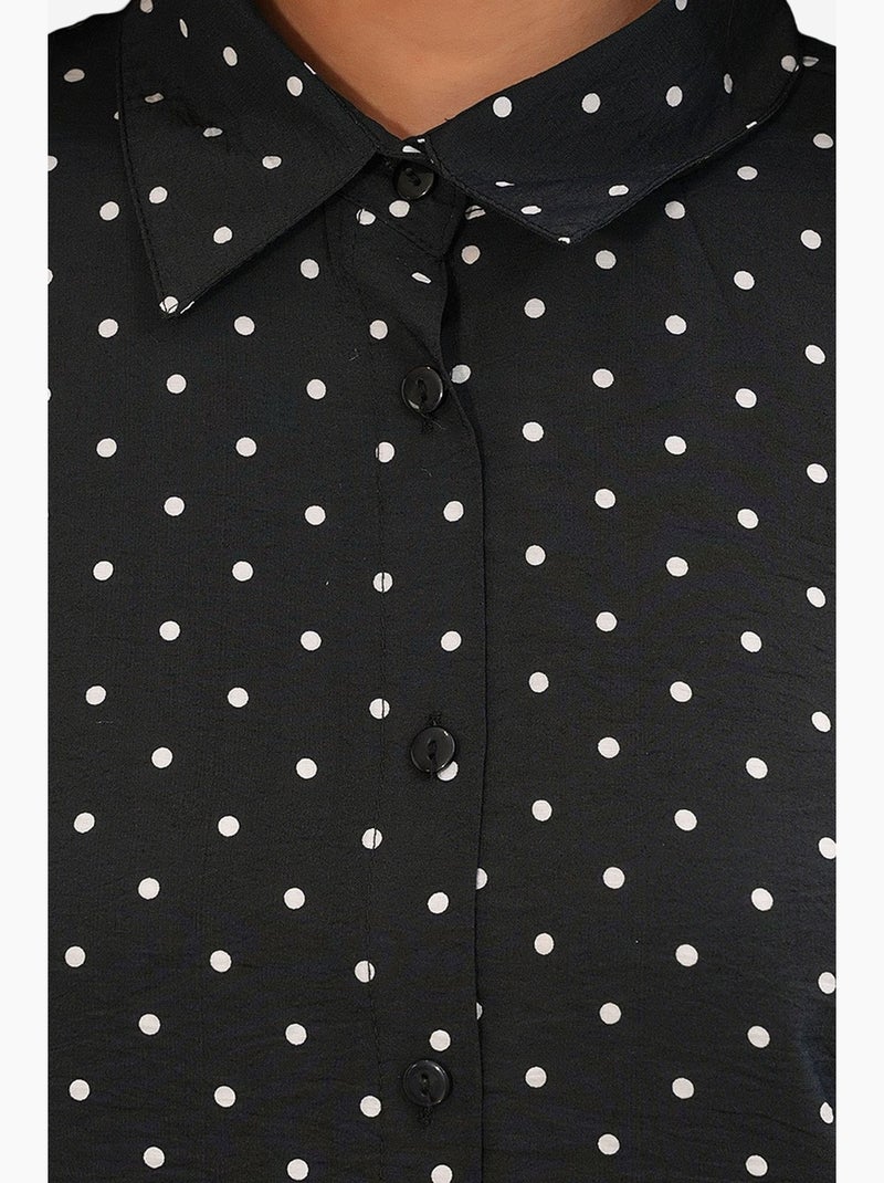 Camisa oversize de crepé con lunares bdart Negro - Kiabi
