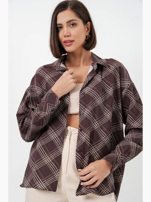 Camisa oversize de cuadros con botones bdart - Kiabi Camisa oversize de cuadros con botones bdart - Kiabi