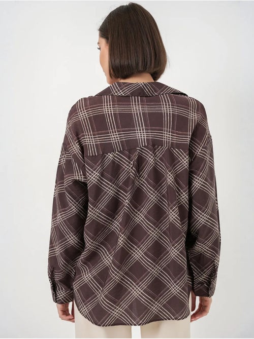 Camisa oversize de cuadros con botones bdart - Kiabi Camisa oversize de cuadros con botones bdart - Kiabi