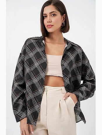 Camisa oversize de cuadros con botones bdart