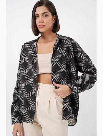 Camisa oversize de cuadros con botones bdart
