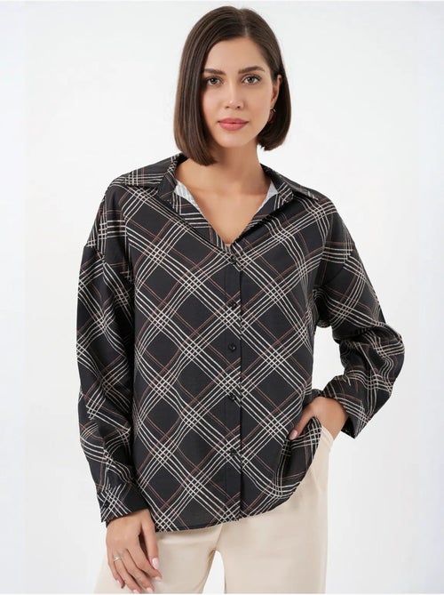 Camisa oversize de cuadros con botones bdart - Kiabi Camisa oversize de cuadros con botones bdart - Kiabi