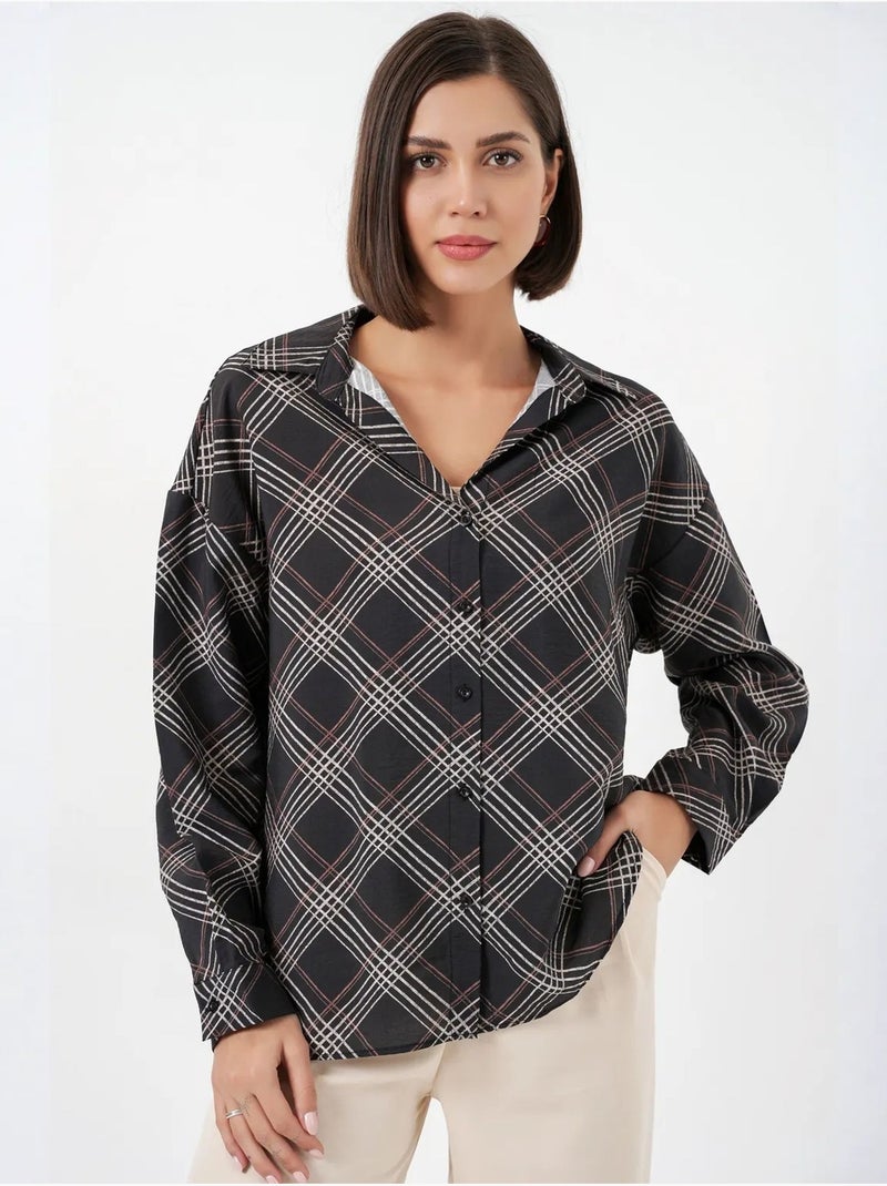 Camisa oversize de cuadros con botones bdart Negro - Kiabi