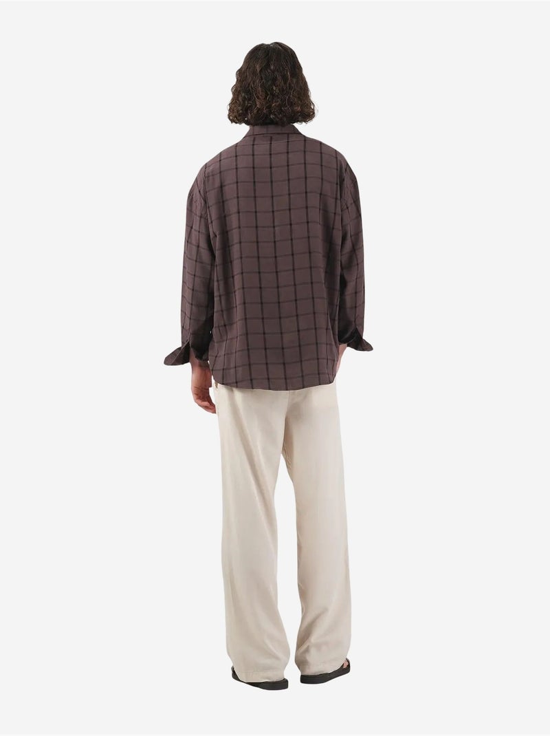 Camisa oversize de cuadros con botones giesto Marrón claro - Kiabi