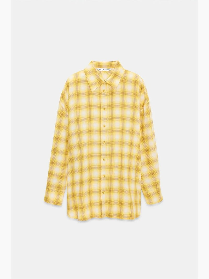 Camisa oversize de cuadros de manga larga dilvin Amarillo - Kiabi