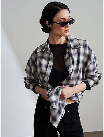 Camisa oversize de cuadros de manga larga dilvin
