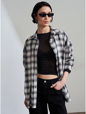 Camisa oversize de cuadros de manga larga dilvin