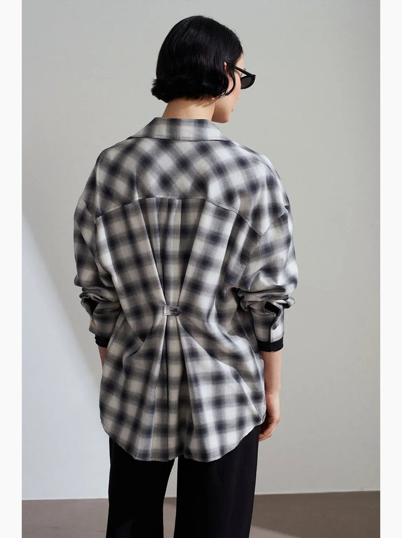 Camisa oversize de cuadros de manga larga dilvin Gris - Kiabi