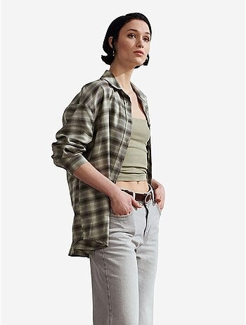 Camisa oversize de cuadros de manga larga dilvin