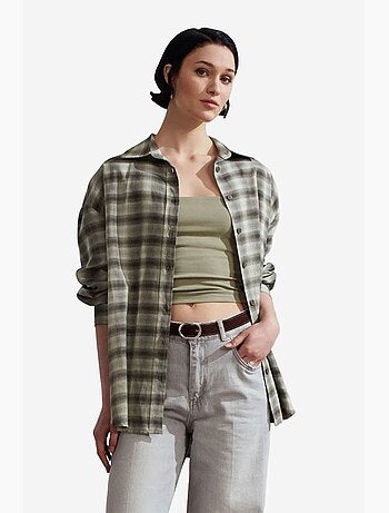 Camisa oversize de cuadros de manga larga dilvin
