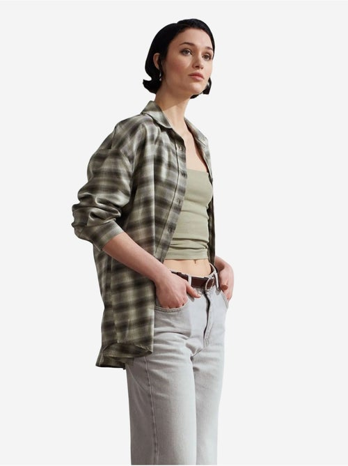 Camisa oversize de cuadros de manga larga dilvin - Kiabi Camisa oversize de cuadros de manga larga dilvin - Kiabi