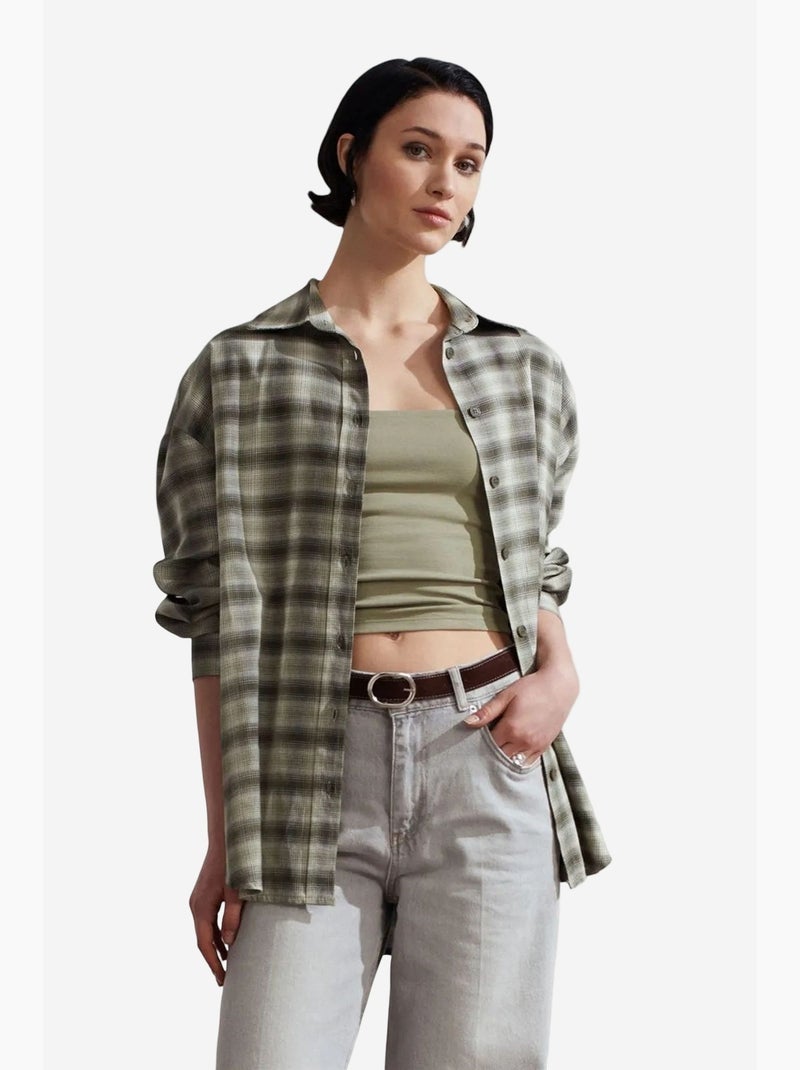 Camisa oversize de cuadros de manga larga dilvin Multicolor - Kiabi