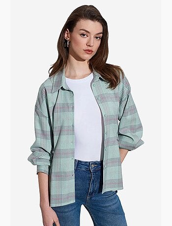 Camisa oversize de cuadros tejida dilvin