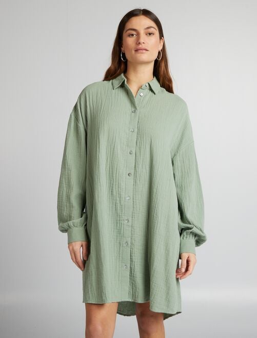 Camisa oversize de gasa de algodón - Kiabi