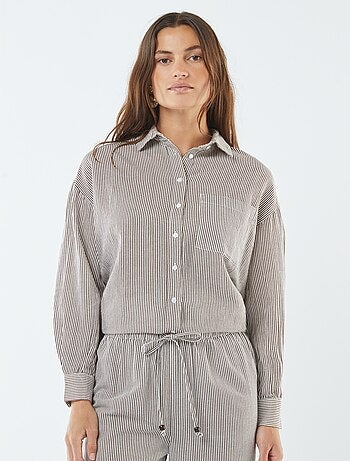 Camisa oversize de lino a rayas