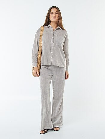 Camisa oversize de lino a rayas
