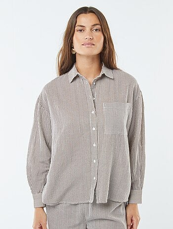 Camisa oversize de lino a rayas