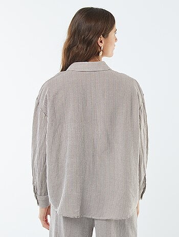 Camisa oversize de lino a rayas