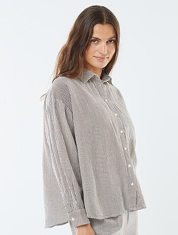Camisa oversize de lino a rayas
