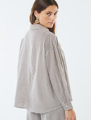Camisa oversize de lino a rayas