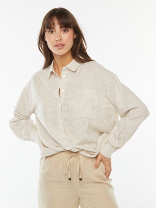 Camisa oversize de lino a rayas