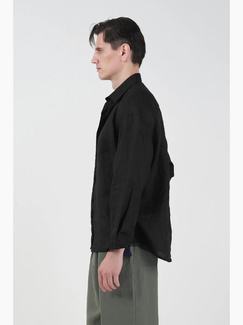 Camisa oversize de lino abotonada giesto Negro - Kiabi