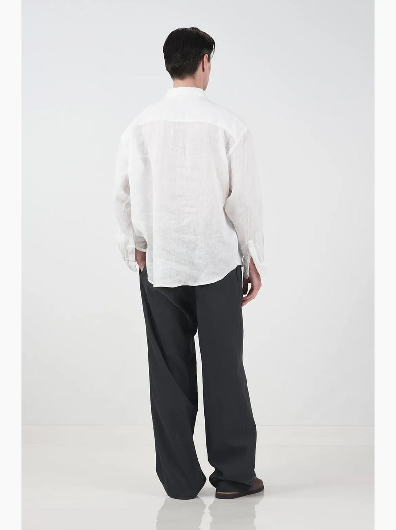 Camisa oversize de lino con botones giesto Blanco - Kiabi