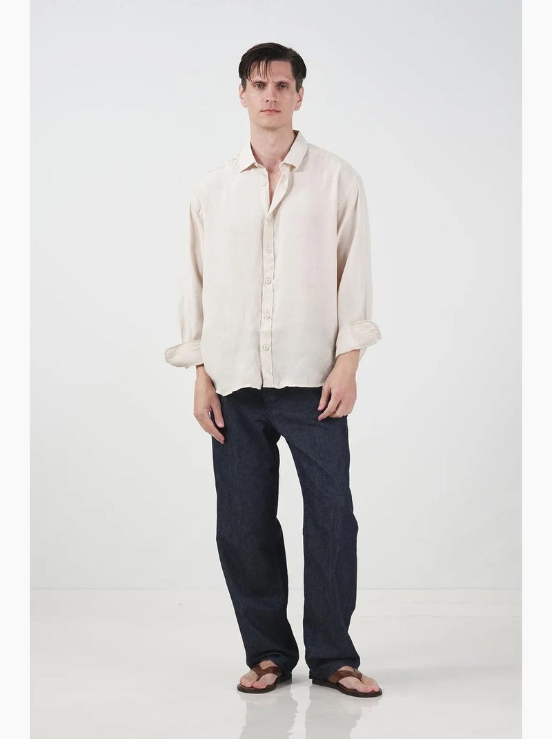 Camisa oversize de manga larga con cierre de botones giesto Marfil - Kiabi