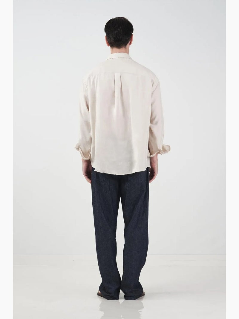 Camisa oversize de manga larga con cierre de botones giesto Marfil - Kiabi