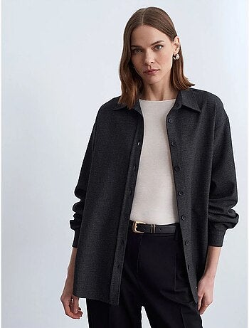Camisa oversize de manga larga con micro estampado dilvin