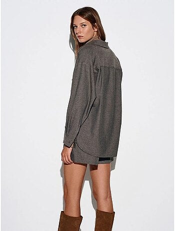 Camisa oversize de manga larga con micro estampado dilvin