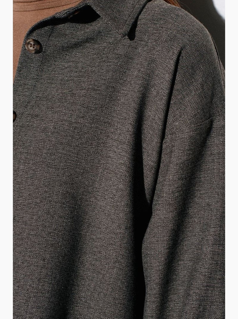 Camisa oversize de manga larga con micro estampado dilvin Gris negro - Kiabi