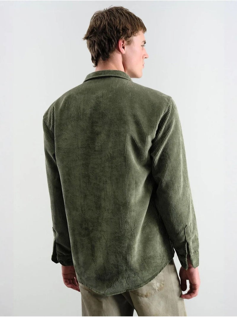 Camisa oversize de pana de manga larga con botones giesto Caqui - Kiabi