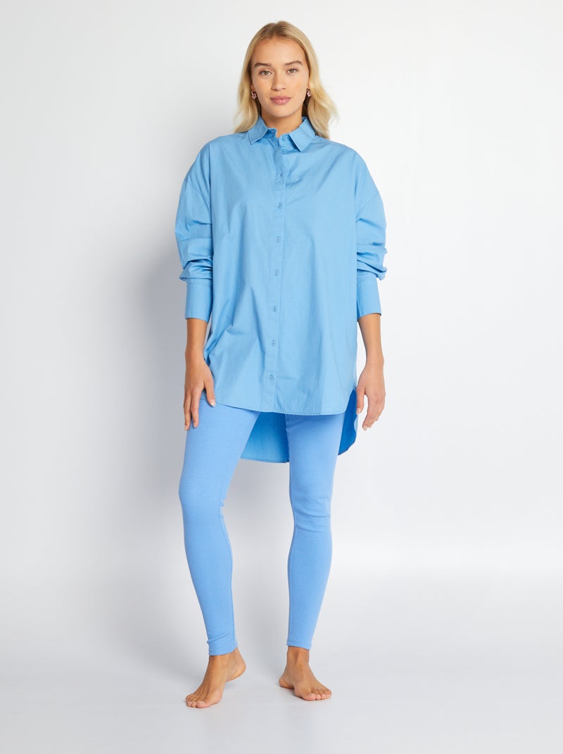 Camisa oversize de popelina Azul - Kiabi