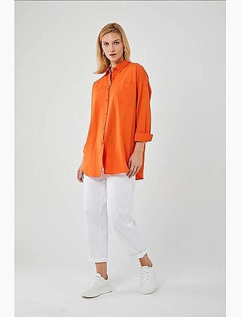 Camisa oversize de popelina con botones y manga larga mixray