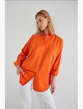 Camisa oversize de popelina con botones y manga larga mixray