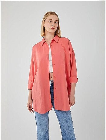 Camisa oversize de popelina con botones y manga larga mixray