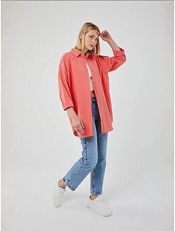 Camisa oversize de popelina con botones y manga larga mixray