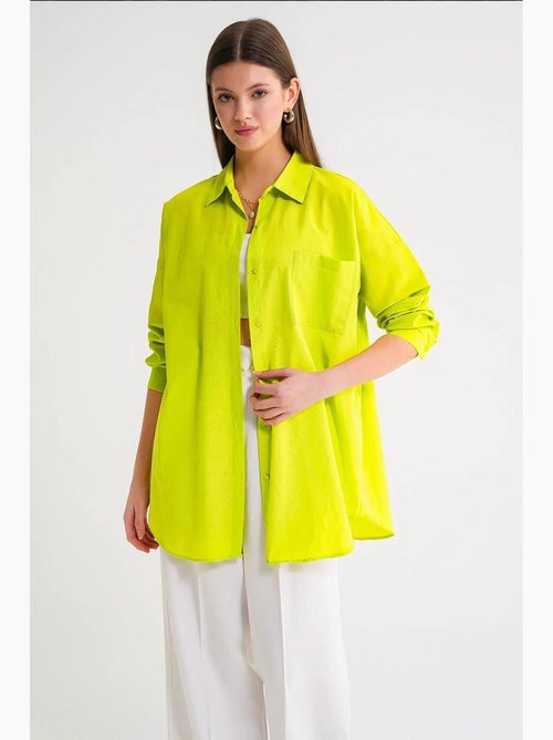 Camisa oversize de popelina con botones y manga larga mixray - Kiabi Camisa oversize de popelina con botones y manga larga mixray - Kiabi
