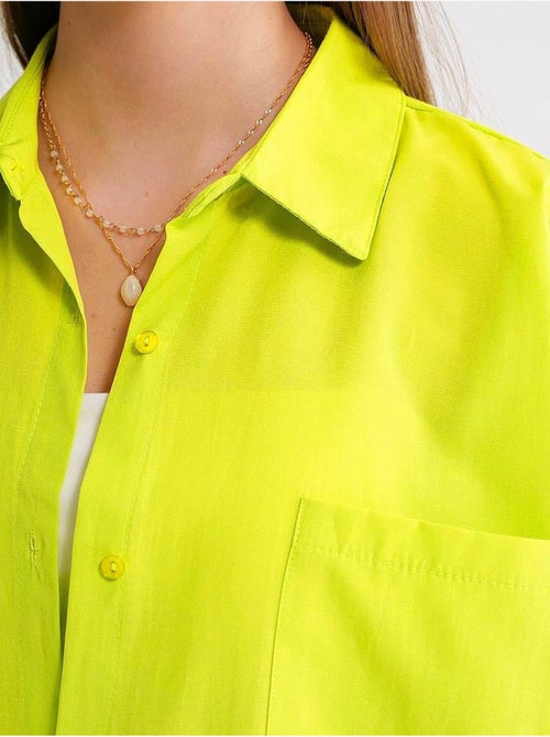 Camisa oversize de popelina con botones y manga larga mixray - Kiabi Camisa oversize de popelina con botones y manga larga mixray - Kiabi